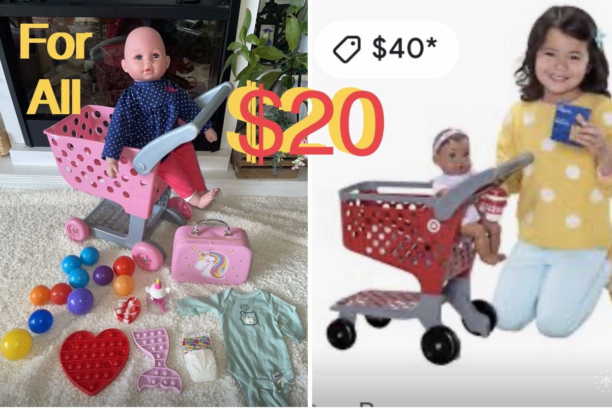 $20 Bundle Kingstate 17” Baby Doll & Shopping cart with all accessories including