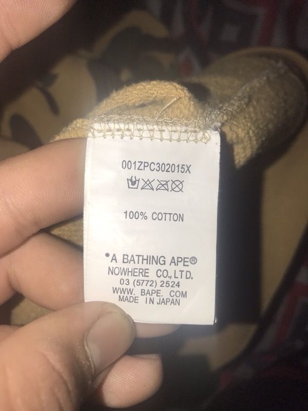 bape hoodie tag