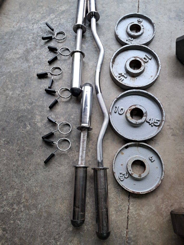 Olympic Size Weights, EZ Curl Bar, Dumbbell Bars