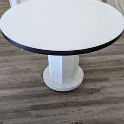 42" MICA DINING TABLE- White, black border, Sculptural Pedestal Base- Excellent Condition 