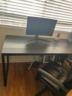 Black Computer Desk with Metal Frame