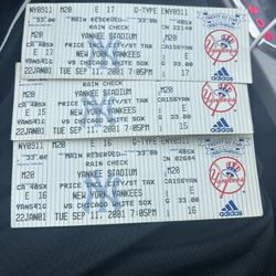 9/11/2001 Unused Yankees Vs. White Sox Ticket