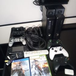 2 Xbox 360s, 1 Xbox Controller, 3 PS Controllers, Ect