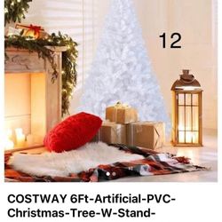 6Ft-Artificial-PVC-Christmas-Tree-W-Stand-Holiday-Season-Indoor-Outdoor-White
