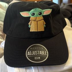 Star Wars The Mandalorian Cap Grogu Baby Yoda Black Dad Hat Adjustable Disney  NWT