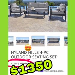 Beautiful New HYLAND HILLS 4PC OUTDOOR PATIO SEATING SET(1Sofa, 2Chairs, 1Coffee Table) Only $1,350!!! Original Price $3,000!!!