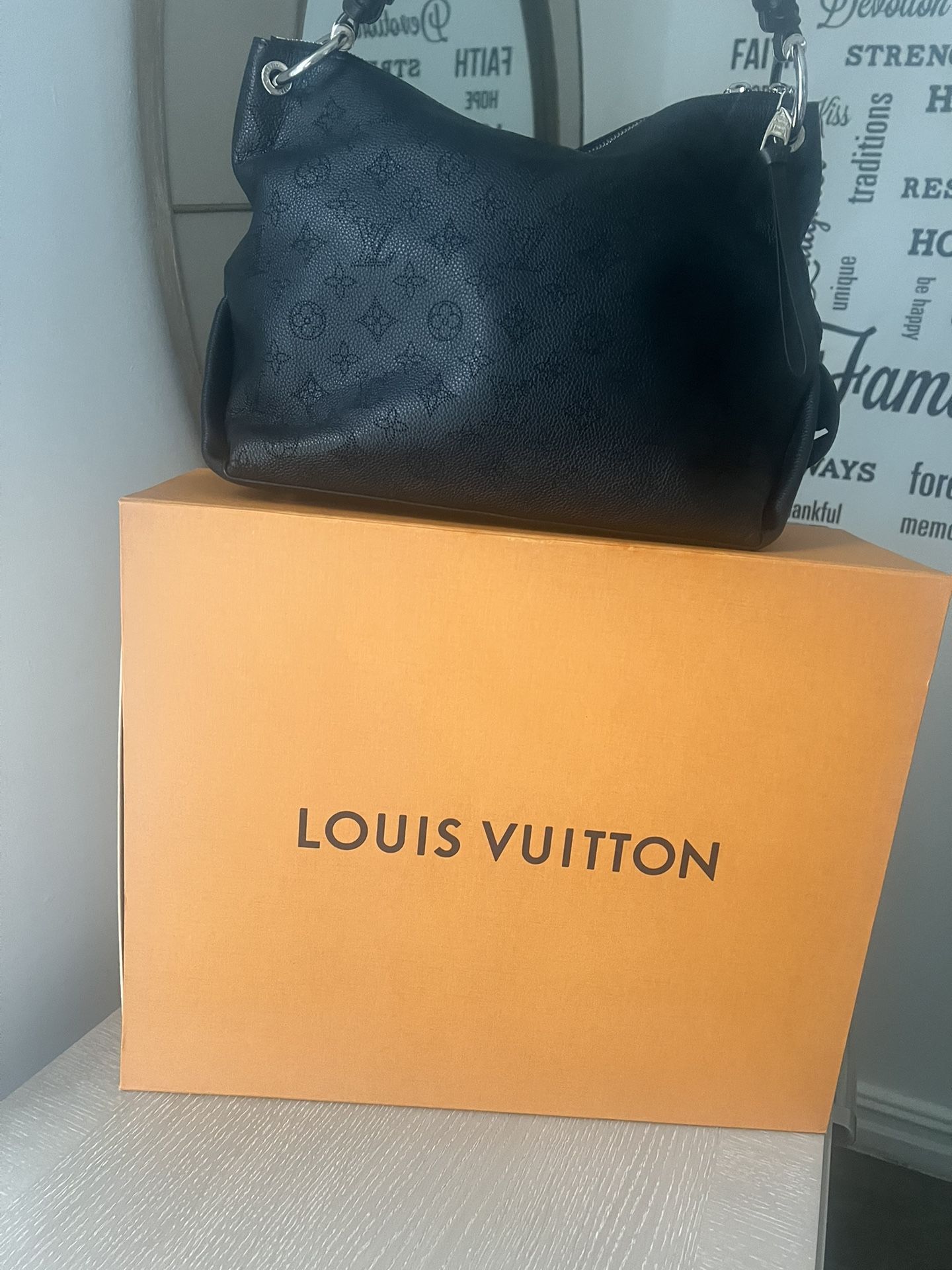 Lv Black Monogram Mahina Carmel Hobo