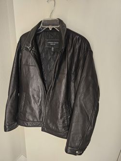 Black Leather/Polyester Jacket (Large)