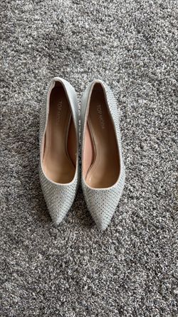 Silver sparkly close toed heels- size 10