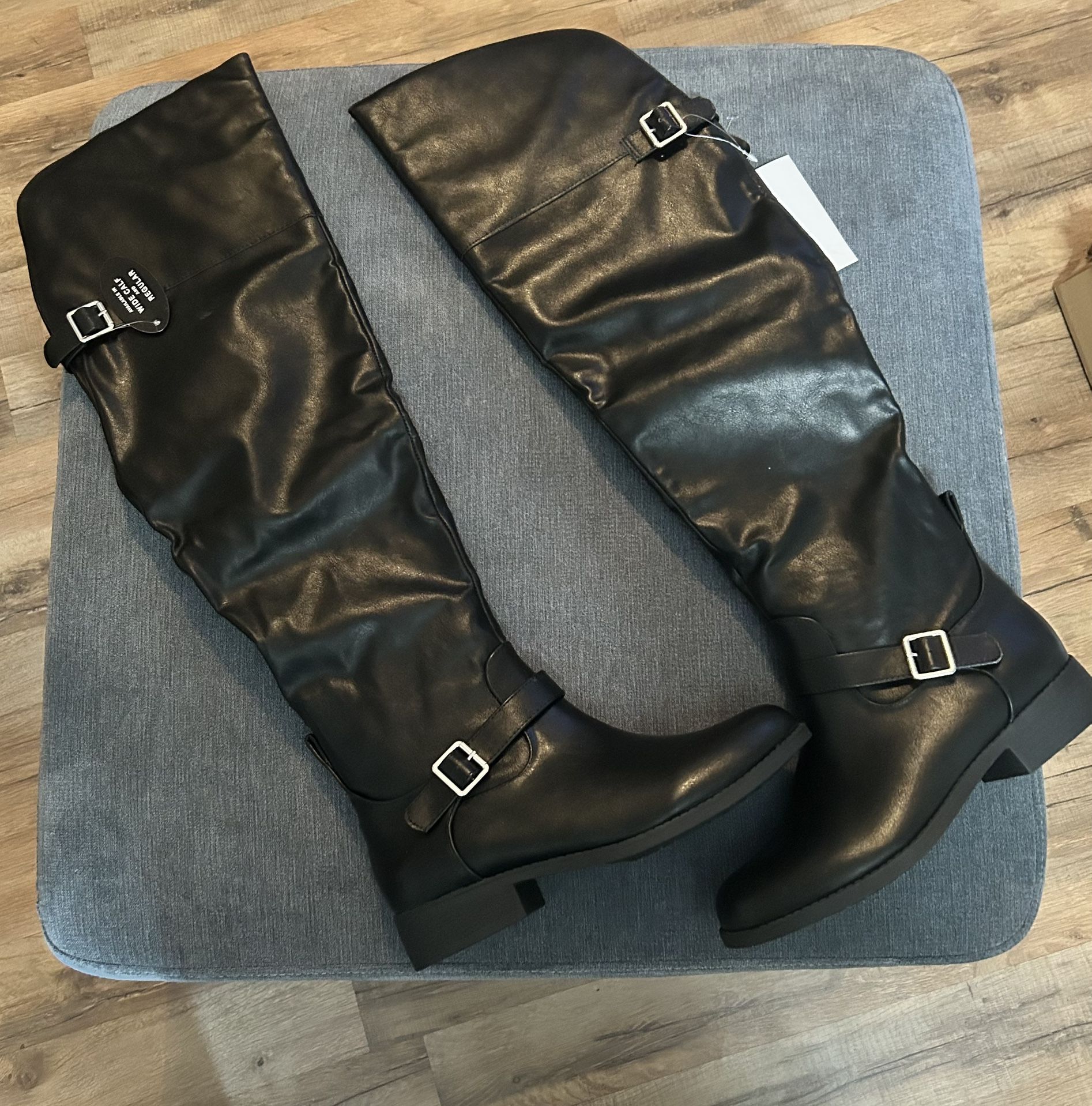 New! Black Over-The-Knee Boots, Size 8