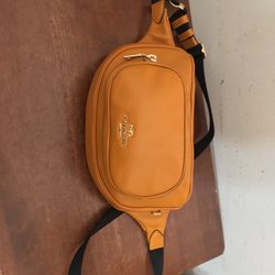 Coach Neon Orange Leather Court Belt Fanny Bag. New Without Tag