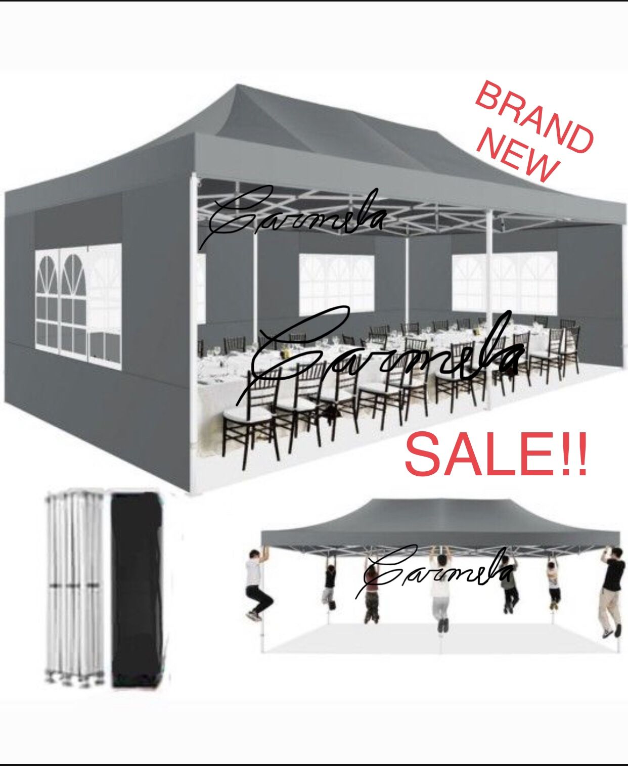 10x20 EZ Pop Up Canopy Tent Party Tent Outdoor Event Protable Instant Shelter Tent Gazebo with Removable Sidewalls and Carry Bag 