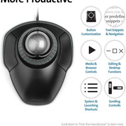Kensington Orbit Trackball Mouse with Scroll Ring (K75327WW), Black-Grey