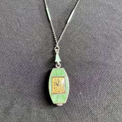 Guilloche Enamel Necklace Sterling Silver