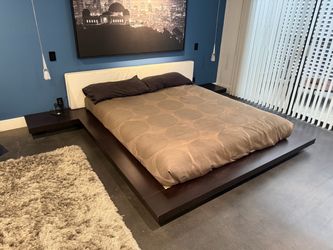 Modern Modloft Worth Platform Bed Frame with Nightstands
