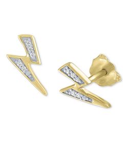 Gold Lightning Bolt Earrings with Sparkling Accents