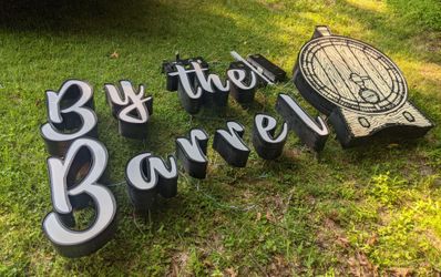 Large By The Barrel Outdoor Illuminated Business Sign