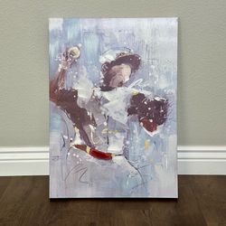 20”x 28” Abstract Baseball Player Canvas Wall Art