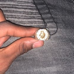 Real Gold An Silver Diamond Ring 