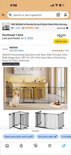 Dog Gate/child gate: large 100" W x 29" H