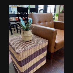 Indoor Outdoor Furniture Seating Ottoman Wicker Side Table Stool