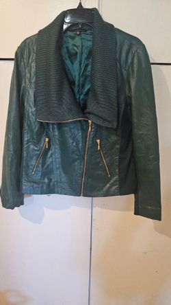 WOMEN'S Iman Green Soft Leather/Sweater Jacket Used Large