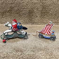 Hallmark Limited Ornament Galloping Into Christmas & Sailing Santa Pressed Tin