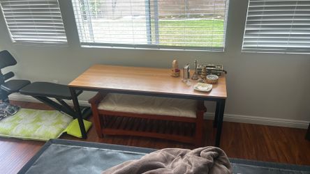 Stainless steal and wood desk