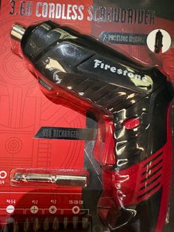 Firestone electric screwdriver kit comes with the bits and battery and charger