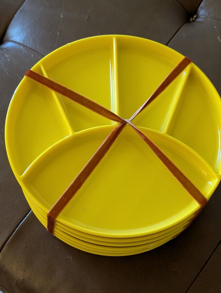 Set of 6 Vintage MCM Melamine Divided Plate Set