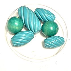 Lot Of Turquoise Wood Beads