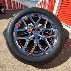 22s Chevy Gmc Snowflake V chrome Wheels Rims 6x139.7 Tires Oem 6lug