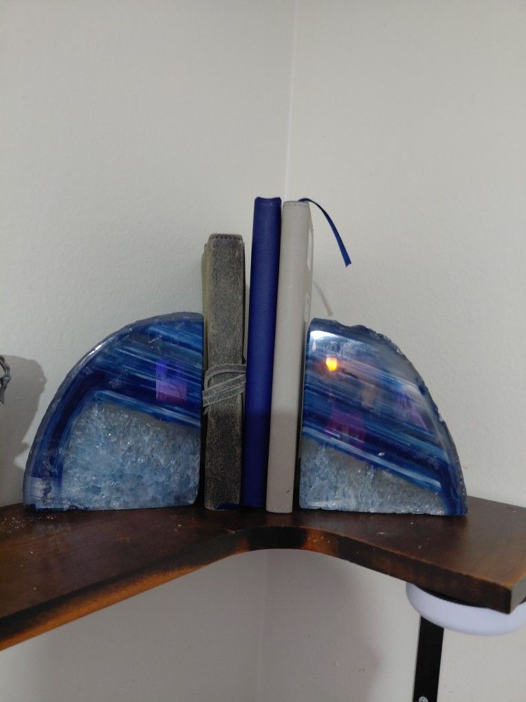 Natural Stone Agate Crystal Book Ends