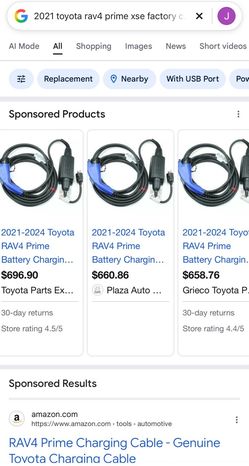 2021 Toyota Prime XSE Brand new charging cable