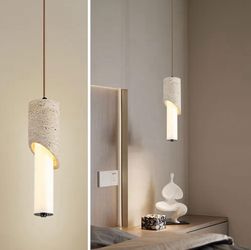 Yellow Travertine Pendant Light, 11.8" Wabi Sabi Pendant Light