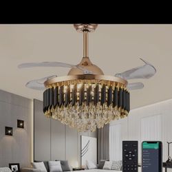 A Beautiful  Chandelier  With  Visible  Fan