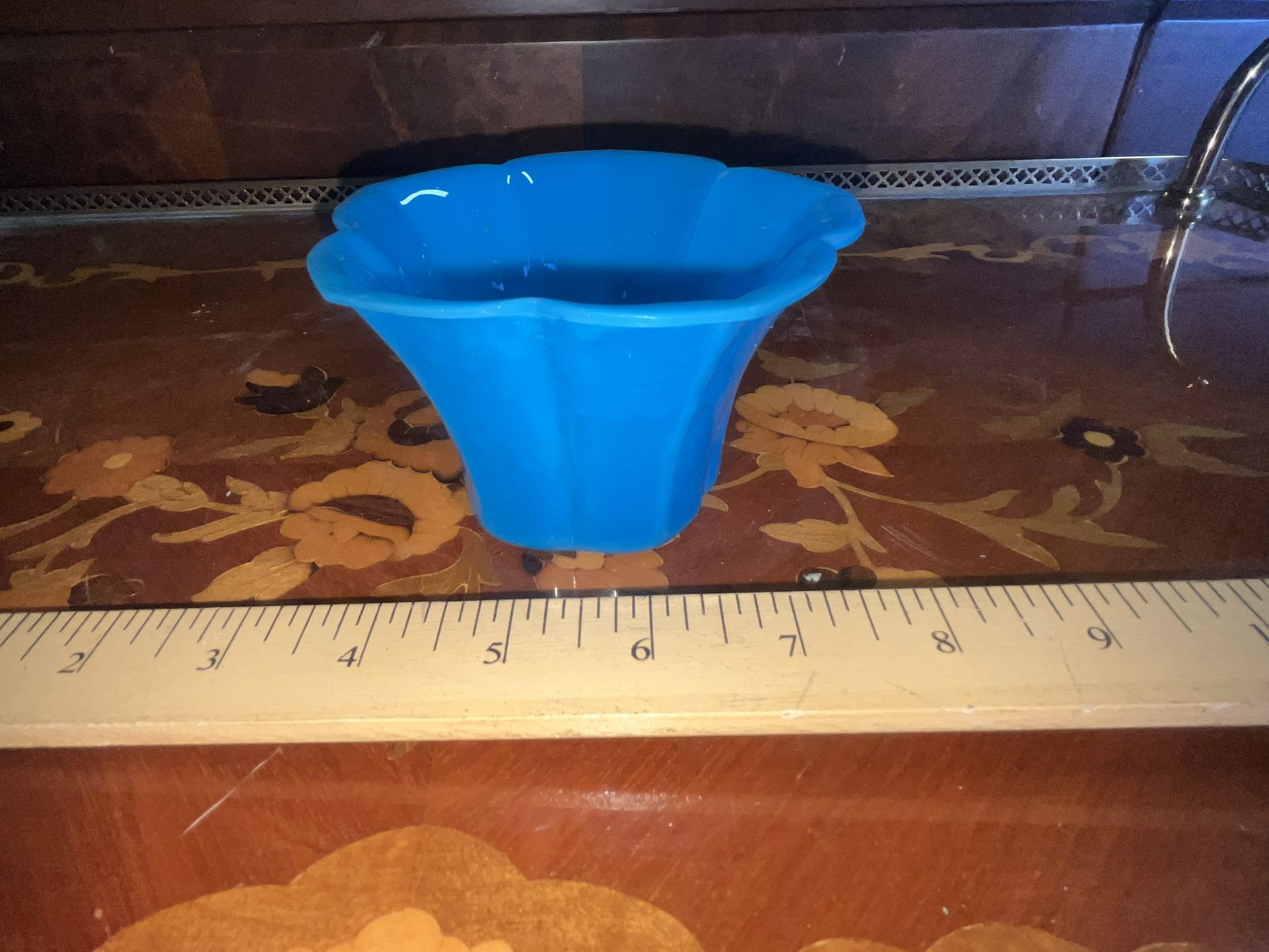 Vintage Chinese Peking Glass Blue Bowl