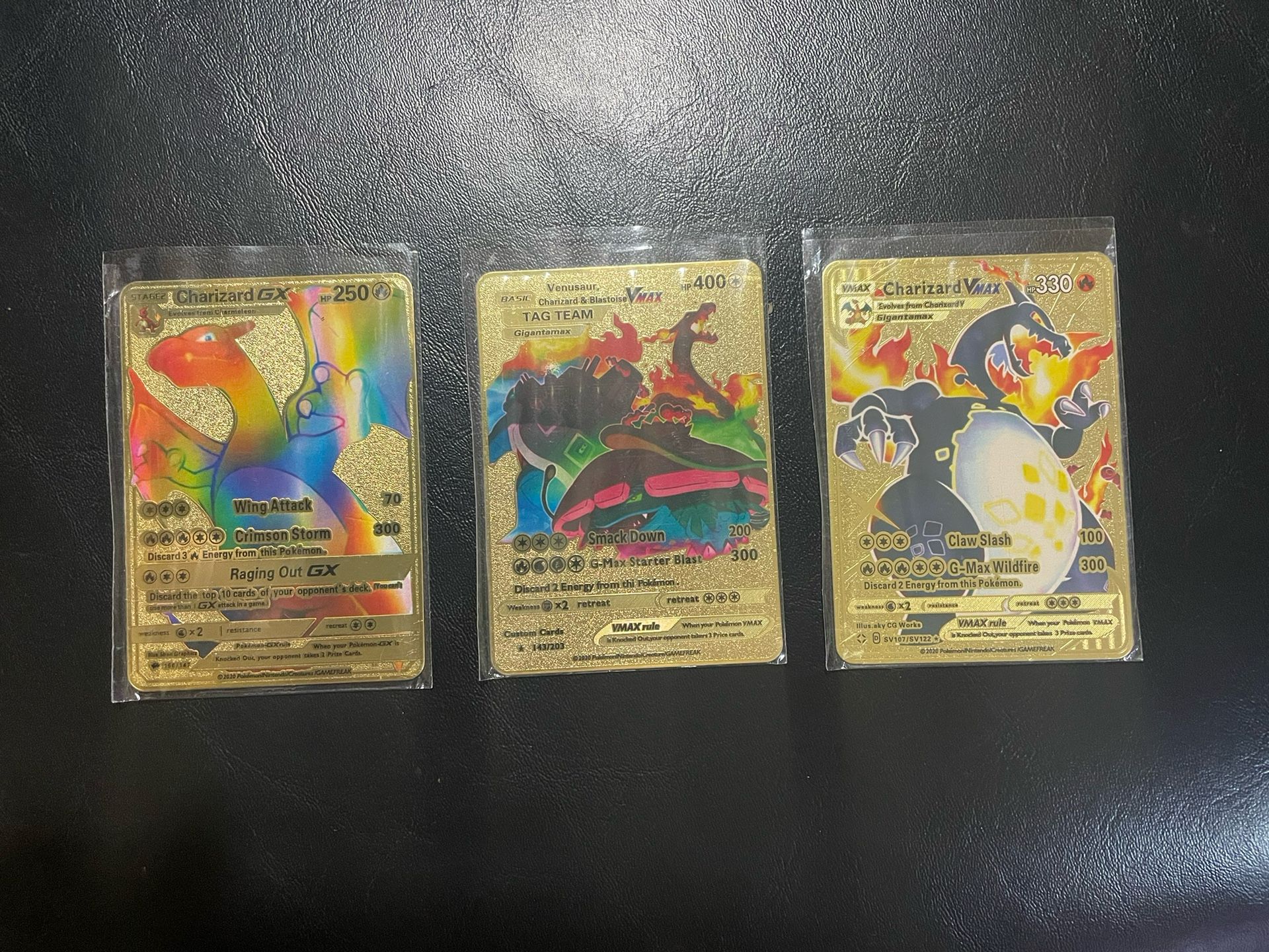 3 Gold Metal Pokémon Cards