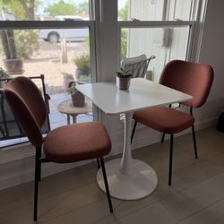 Orange Modern Fabric Dining Chairs Padded Kitchen Armless Accent Chair Set of 2 - Chairs Only