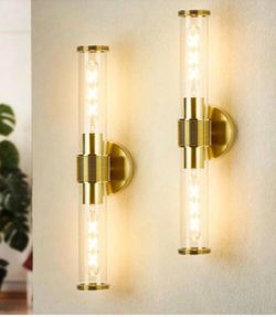 Modern 20.3" Gold Bathroom Lighting with Clear Glass(Set of 2)