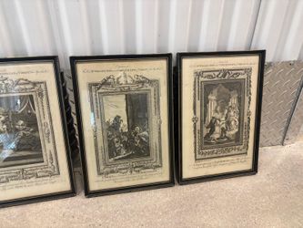 Five antique professionally framed etchings of the life of Christ. 14” x 10” $500 for all 