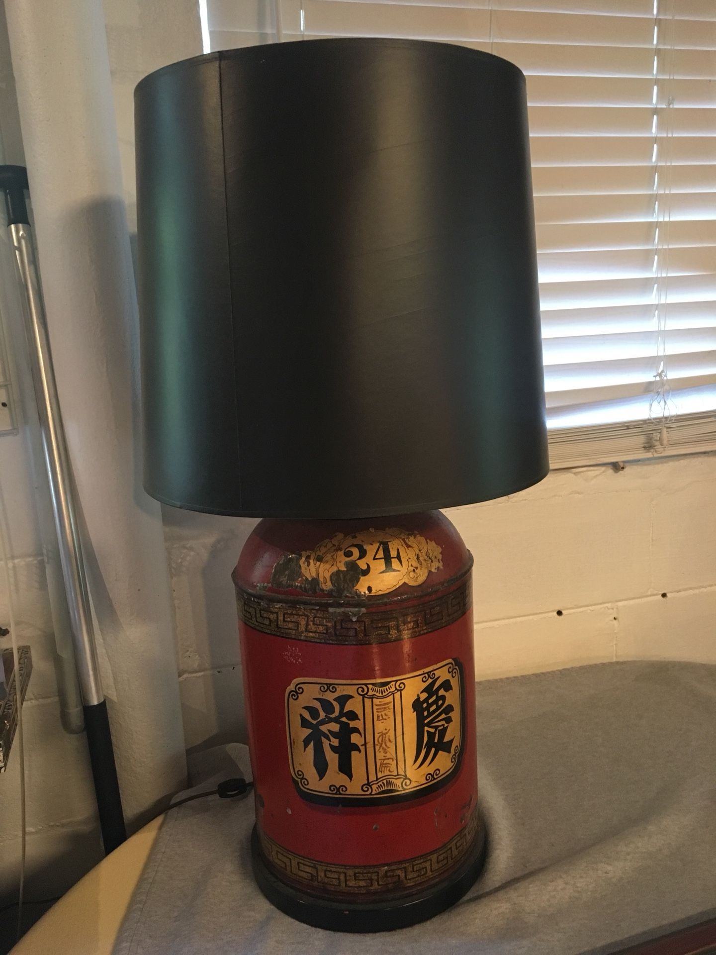 Painted Chinese Tole Tea Canister Lamps