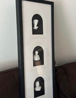 Unique 3D Modern Decor classical theme shadow box wall art miniature Roman style busts 39.5x10