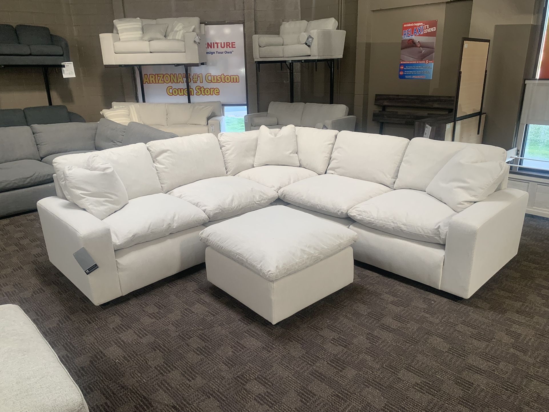 White Cream Feather Cloud Sectional