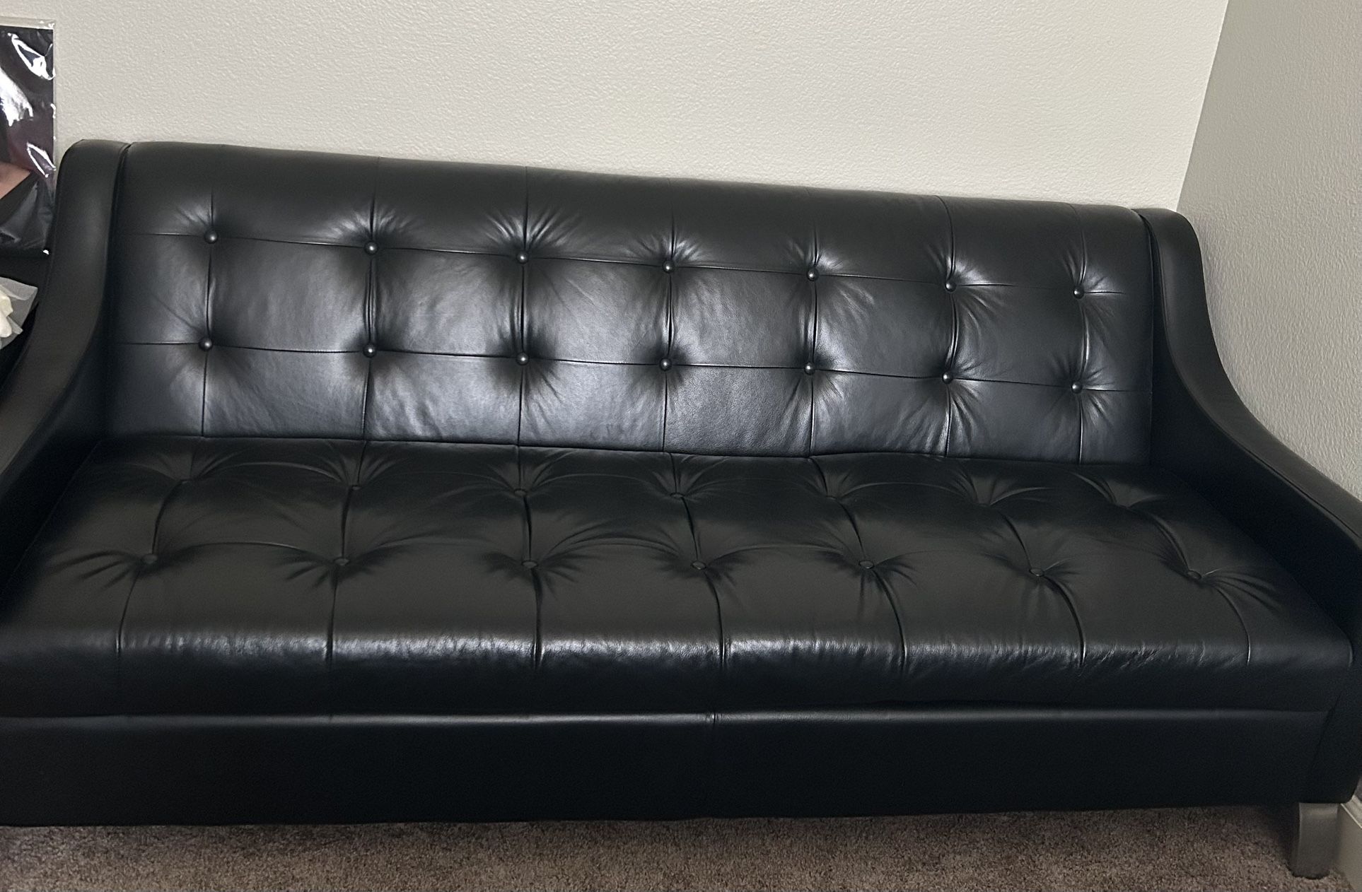 Black Leather Sofa With Matching Ottoman
