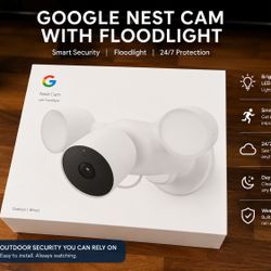 Google Nest Cam with Floodlight - Wired Outdoor Smart Home Security Camera,new sealed 