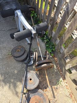 350 lbs worth of weight we have also two bars and two barbells cast iron all cast iron