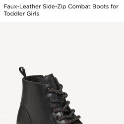 Toddler Girls Faux leather Side Zip Up Combat boots 
