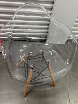 Clear Acrylic  Chair with Wood Legs