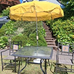 Outdoor Table And Chairs With Umbrella And Stand 